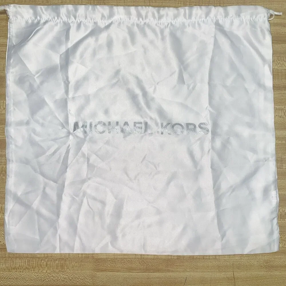 Michael Kors White Satin Drawstring Large Dust bag Dust Cover Handbags 14.5x16”